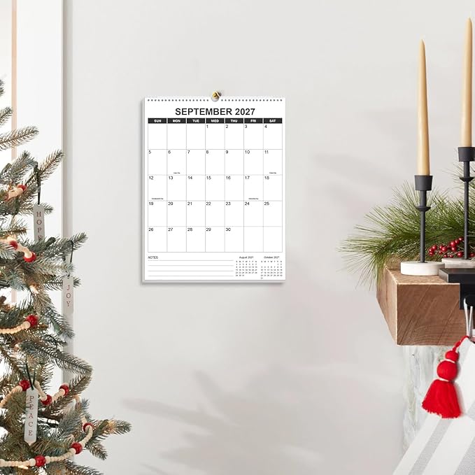 2026-2027 Wall Calendar - Runs from July 2026 until December 2027, Hanging Wall Calendar 2026-2027 for Easy Organizing, Vertical Calendar, 8.5" x 11", Black