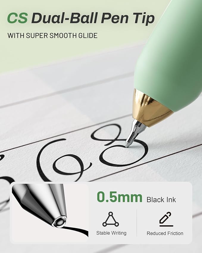 SUNEE Gel Pens, 6 Pack 0.5mm Pens Fine Point Smooth Writing Pens with Quick-Dry Black Ink, Cute Aesthetic School Office Note-Taking Pens for Journaling - Light Green