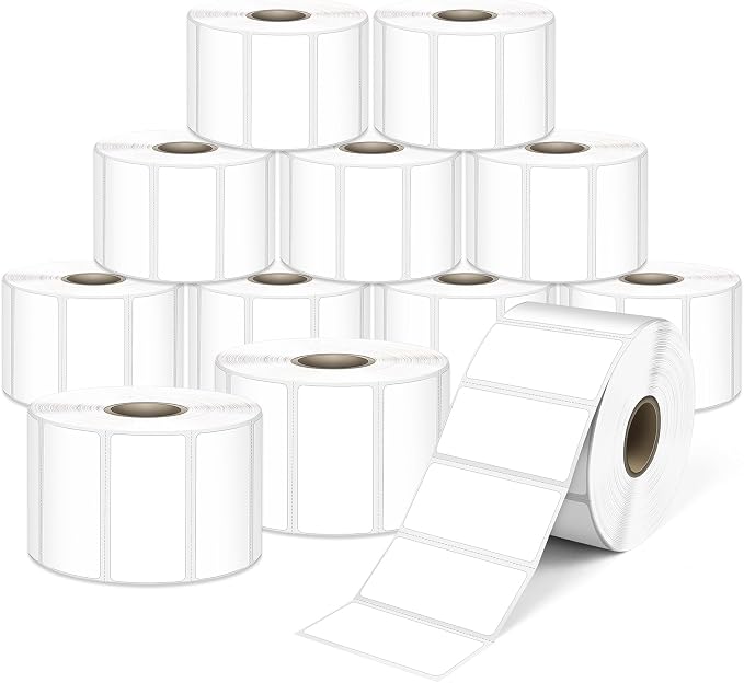 L LIKED 2" x 1" Direct Thermal Labels, Permanent Adhesive Barcode Adress Labels & Compatible with Rollo, Zebra and Other Desktop Printers (12 Rolls, 15600 Labels)