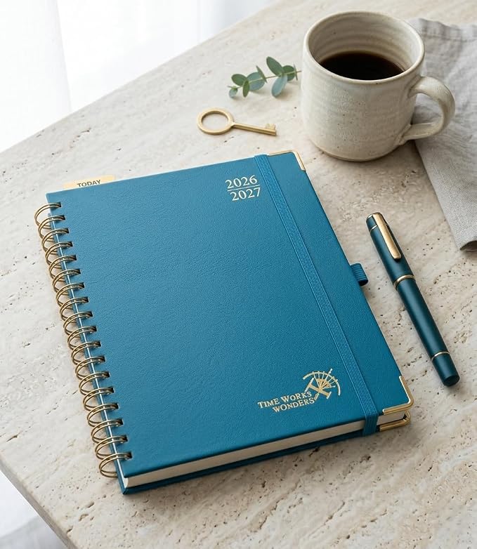 POPRUN 2026-2027 Weekly Planner 10" x 8"Weekly and Monthly Planner Calendar | Jul 2026 - Jun 2027，Daily Agenda Book & Appointment Book with Hourly Schedule, Tabs, Hardcove- Night Sky Navy Blue