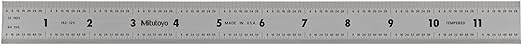 Mitutoyo 182-125, Steel Rule, 12"/300mm ( 1/32, 1/64", 1mm, 0.5mm), 3/64" Thick X 1" Wide, Satin Chrome Finish Tempered Stainless Steel | 12"/300mm Length, 1/32, 1/64", 1mm, 0.5mm Graduations, 3/64" Thickness, 1" Width, Satin Chrome Finish