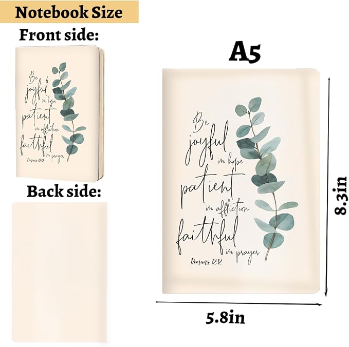 Encouraging Bible Verse Hard Shell Journal Notebook 200 Sheets (5.8 x 8.3) | Christian Gifts for Women, College Ruled Notebook, Inspirational Notebooks, Journals for Writing Planner Note Taking