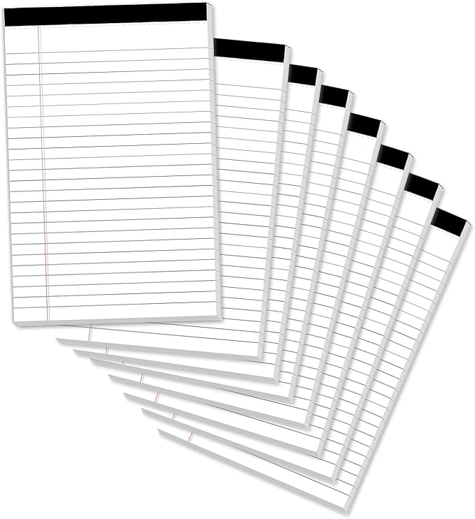 8 Pack Legal Pads 4x6 Inch 30 Sheets Mini Lined Paper Pads for Office Supplies Taking Notes/Writing List, Small Notepads College Ruled Legal Memo Pad for Home, Office, School, or Business Writing Pad