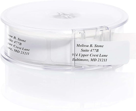 White Personalized Return Address Labels with Elegant Dispenser - Roll of 500 Custom Stickers