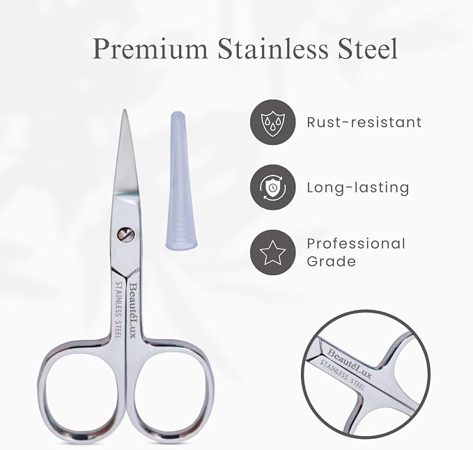 Professional Curved Grooming Scissors – Stainless Steel Precision Scissors for Eyebrow & Cuticle Care (Eyebrow - Curved, 3.5'' Inches)