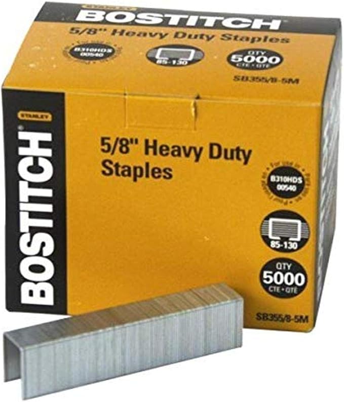 Bostitch Heavy Duty Premium Staples, 85–130 Sheets, 5/8" – 5,000 Count (SB353/8-5M)