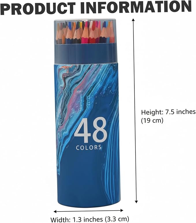 48Pcs Colored Pencil Set, Professional Drawing & Coloring Pencils with Velvety-Soft Core for Artists, Adults, Kids - 48 Vibrant Colors Colored Pencil