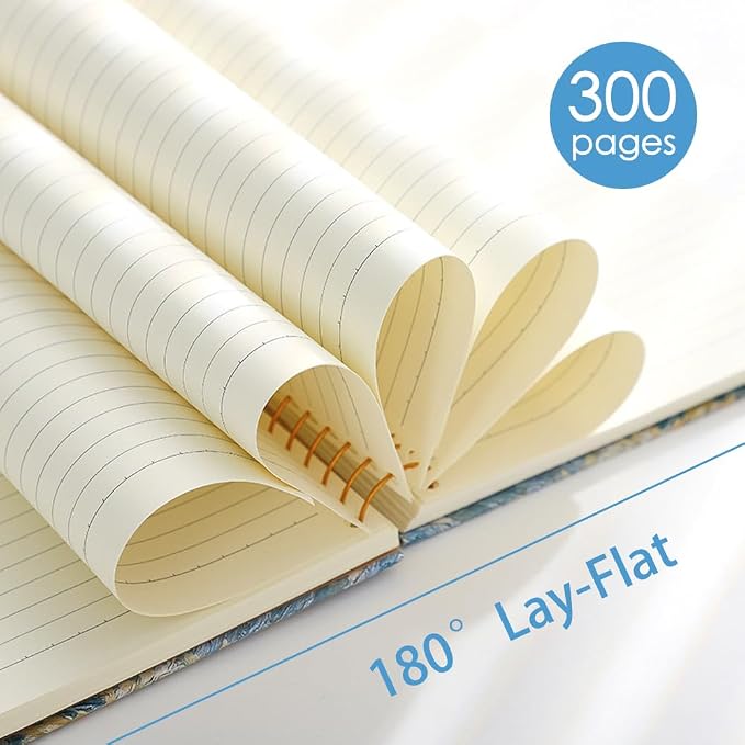 Large Spiral Bound Notebook, B5, 150 Sheets, 300 Pages, 8x10 Big Notebook, Hardcover Large Journal, Thick Lined Notebook, Vincent Van Gogh Almond Blossoms gift for Women.