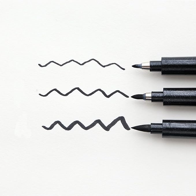 6Pcs Chinese Pen Japanese Calligraphy Writing Brush Water Ink Painting Pen for Chinese Writting Beginner, 3 Size Set