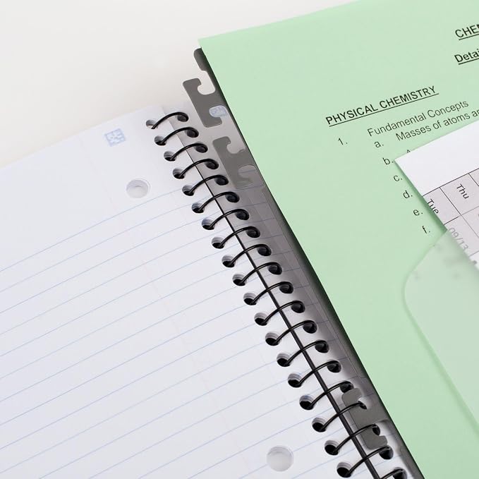 Five Star Advance Spiral Notebook + Study App, 1 Subject, College Ruled Paper, 8-1/2" x 11", 100 Sheets, Spiral Guard, Movable Tabbed Dividers, Color Selected For You, 1 Count (06322)