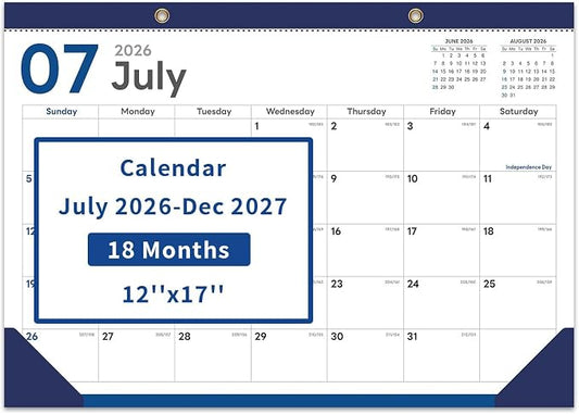 COMIX Desk Calendar 2026-2027, 17" x 12" Monthly Desktop Planner Pad with Frosted Cover, 18 Months July 2026 to December 2027, Thick 120 GSM Paper for Office School Home