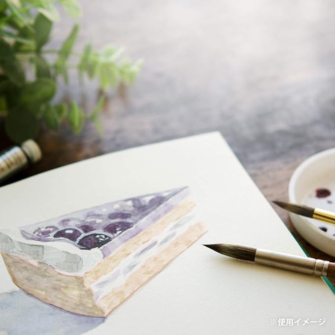 Maruman VifArt Watercolor Artbook- Premium Medium Watercolor Paper, Natural White, F2, 7.83" x 10.28", 15 Sheets/ 30 Pages, Reinforced Cover Sketchbook for Watercolor & Mixed Media, Green