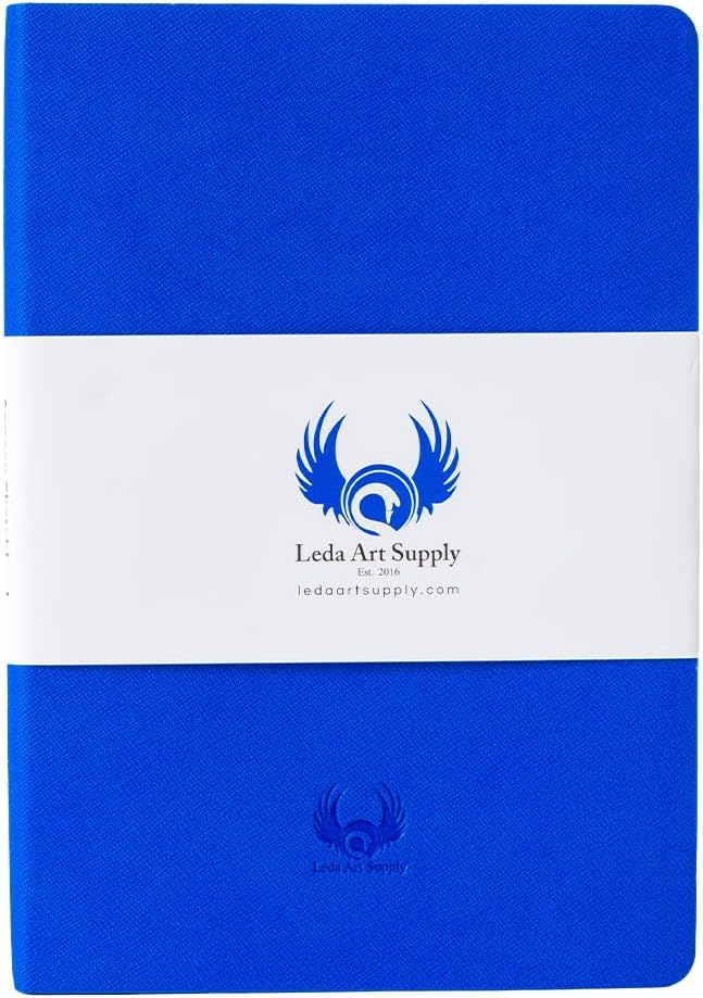 Leda Art Supply Aegean A5 Sketchbook, 160 Pages, Smooth Cream Drawing Paper, Lay-Flat Softcover with Thread-Sewn Binding, Elastic Strap & Back Pocket (5.8 x 8.3 in)