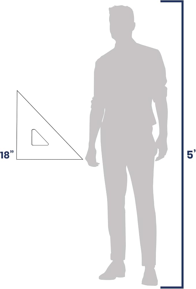 Pacific Arc Drafting Triangle, 18-inch, 45/90 Degrees, Clear Acrylic