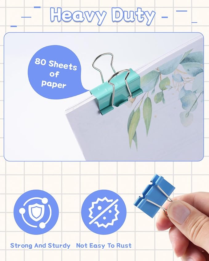 300 Pcs Medium Binder Clips, 1.25 Inch Metal Paper Clips with Strong Grip for Office School Business Paperwork, Assorted Colors