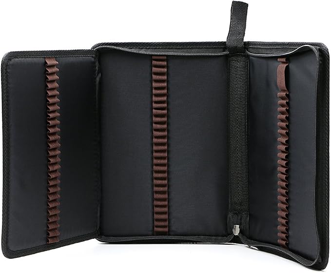 BTSKY® Portable Canvas Zippered Colored Pencil Case-Super Large Capacity 72 Slot Pencil Bag Pouch for Watercolor Pencils(Black)