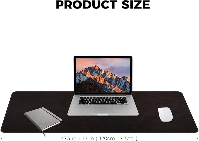 CHEERYGOO Faux Leather Desk Mat - Waterproof Mouse Pad, Non-Slip PU Leather Blotter, Writing Surface for Office and Home 47"x17" XXL Black