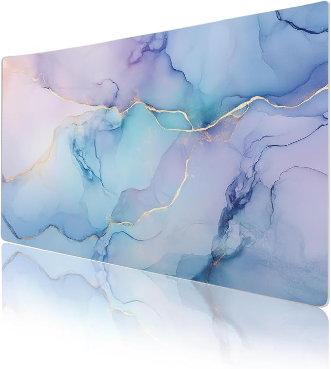 QIYI Large Mouse Pad, PU Leather Desk Mat for Desktop, Waterproof Gaming Desk Pad, Marble Painting Full Desk Accessories Keyboard Mousepad, Home & Office Décor 23.6" x 13.8" - Abstract Fluid Art