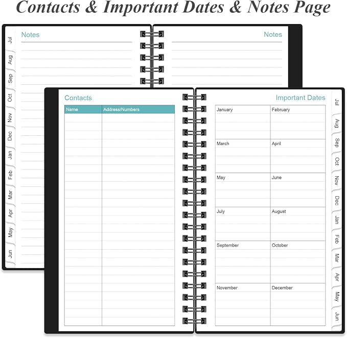 2026-2027 Pocket Planner/Calendar - 2026-2027 Planner from July 2026 - June 2027, Planner 26-27 with 12 Tabs, Twin-Wire Binding, Inner Pocket, 3.75" x 6.75, Black
