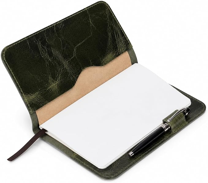 A5 Leather journal cover, Refillable Journal Cover for Large and Medium A5, Leather Handmade Notebook Cover, 9 x 6 Inches Leather Bound Journal (Green)
