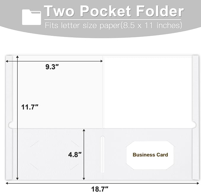 Folders with Pockets, LAYZZ 30 Pack Paper Pocket Folders, 2 Pocket File folders Fits Letter Size Paper, for School Office and Home (White)
