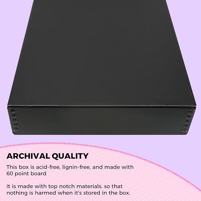 Golden State Art, Drop Front Archival Storage Box, 9.75"x12.75"x3"-Black | Acid-Free 9x12 Museum Photo Storage Box with Metal Edge, Preserve Documents, Prints, Poster, Photographs, Arts And Crafts