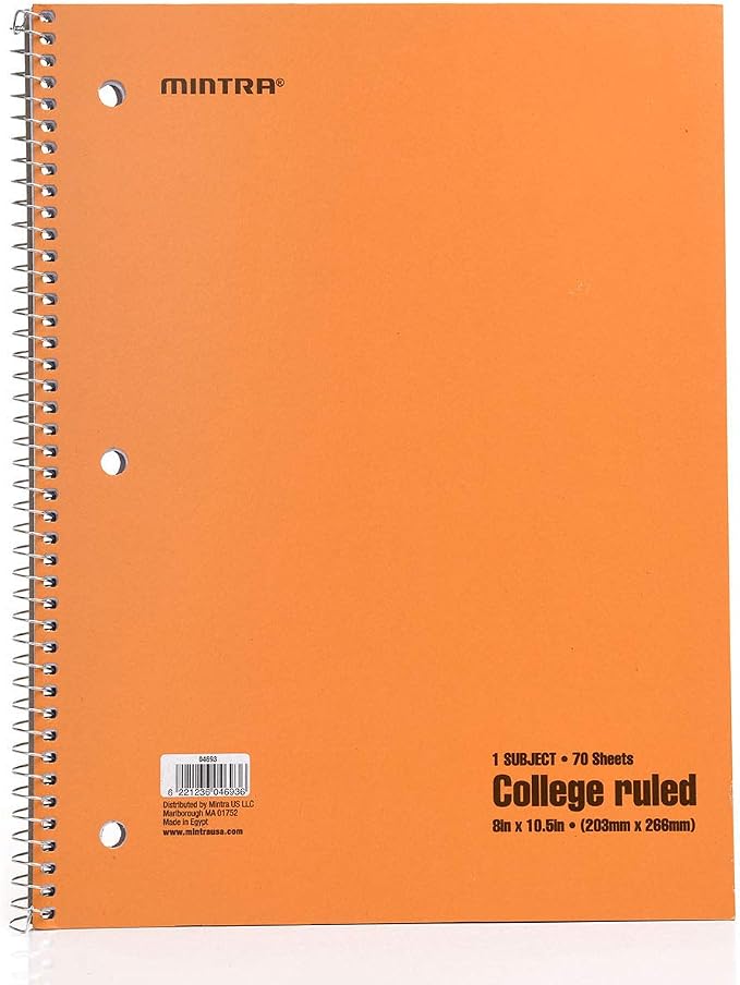 Mintra Office Spiral Notebooks, Wirebound, Journals for School, Work, Business, Aesthetic Stationery, Writing Pads, Teacher & Student Supplies (6, Pastel, College)