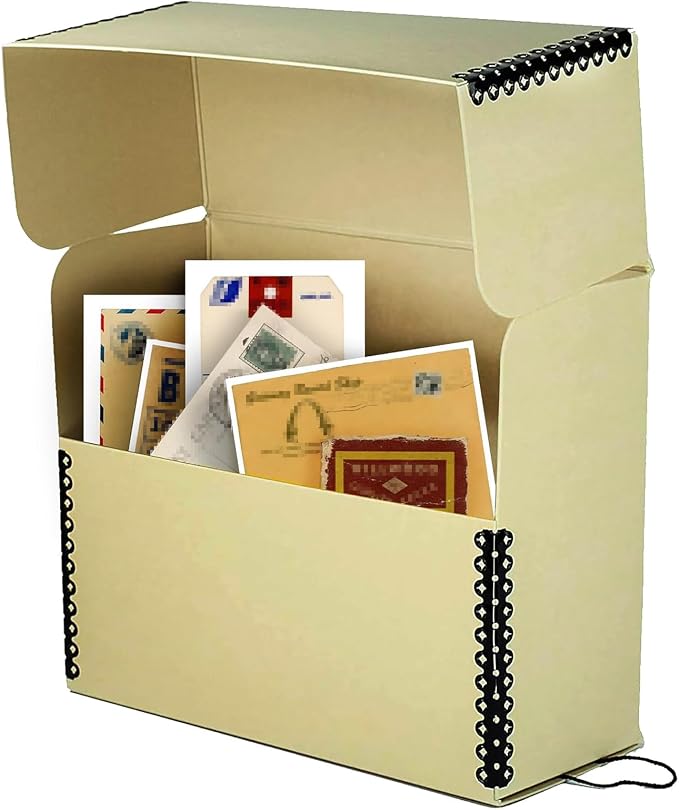 Lineco Archival Document Storage Box, Tan, 15.5" x 10.5" x 5" | Legal-Sized, Metal Edge, Acid-Free Boxboard Case, Organize Files, Prints, Photos, Pack of 2
