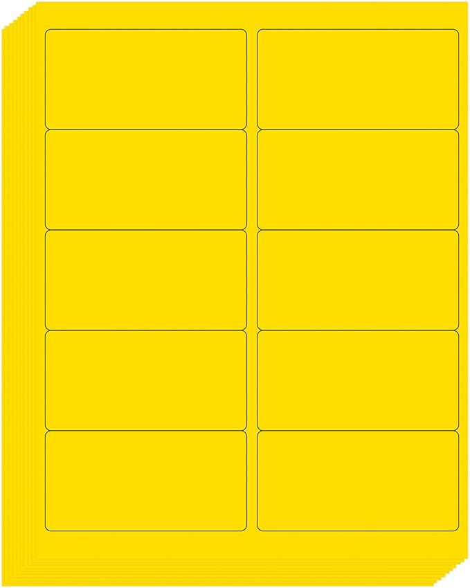 L LIKED 300 Fluorescent Yellow Labels, 2"X4" Neon Colored Labels Handwritten or Inkjet/Laser Print for Shipping Envelopes & Small Packages - 30 Sheets
