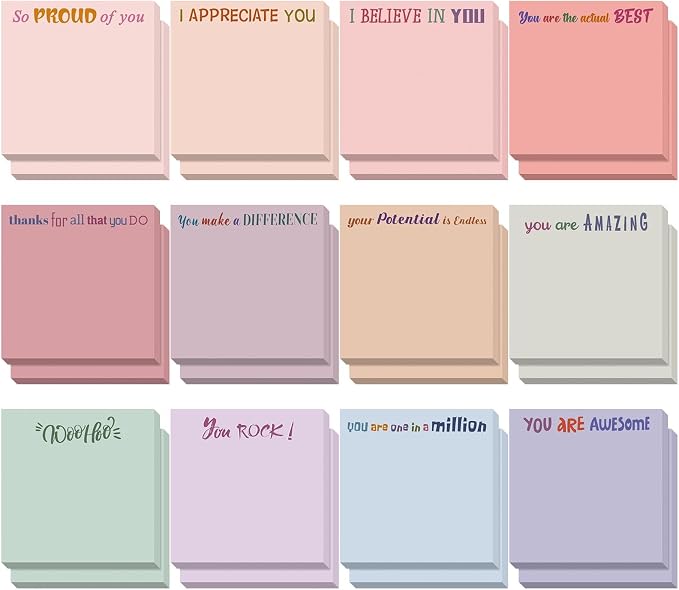 Yinder 24 Pcs Sticky Notes Gifts Bulk,Thank You,Aesthetics