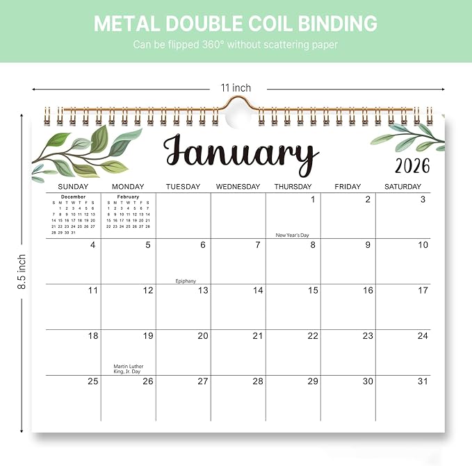 Comix 2026 Wall Calendar 14x11 Inch- 12 Monthly Calendar, January 2026 to December 2026, 2026 Hanging Calendar with Spiral Binding Week Numbers, Ideal for School,Office and Home, Macaron Color