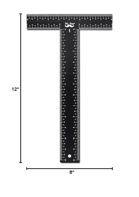 Mr. Pen - T Square, T Ruler, 12 inch Metal Ruler, T Square Ruler | Drafting Tools, Architect Ruler, Set Square, Drafting Ruler, Tsquare, Truler, Architectural Triangle, Tee Ruler, L Square