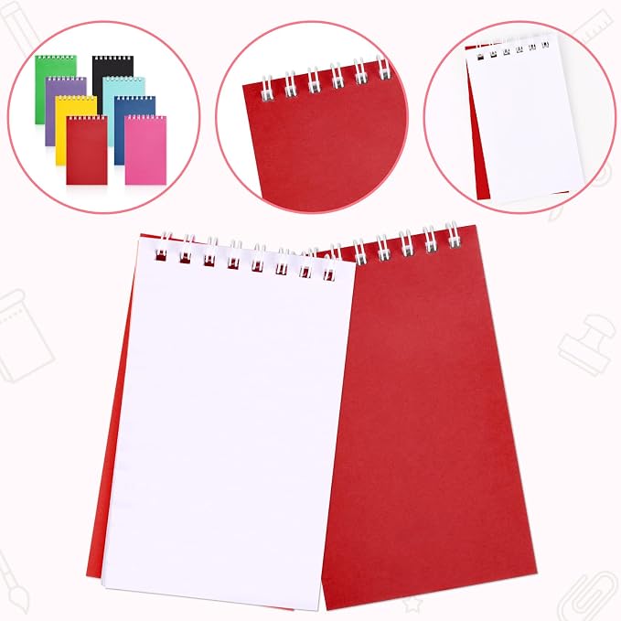 24 Pack Mini Notebooks for Kids Small Spiral Journal Notepads Party Favor | 3.9x2.4 Colorful Pocket Writing Memo Note Pads with 15 Lined Pages for Men Women Work Home Office Classroom Travel Supplies