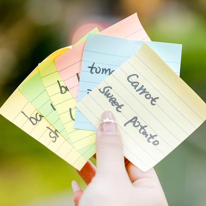 Mr. Pen- Lined Sticky Notes, 3" x 3", 6 Pads, 45 Sheets/Pad | Sticky Notes with Lines, Ruled Post Stickies, Memo Pads, Self-Stick Note Pad for Office, School, Home, Study & Organization