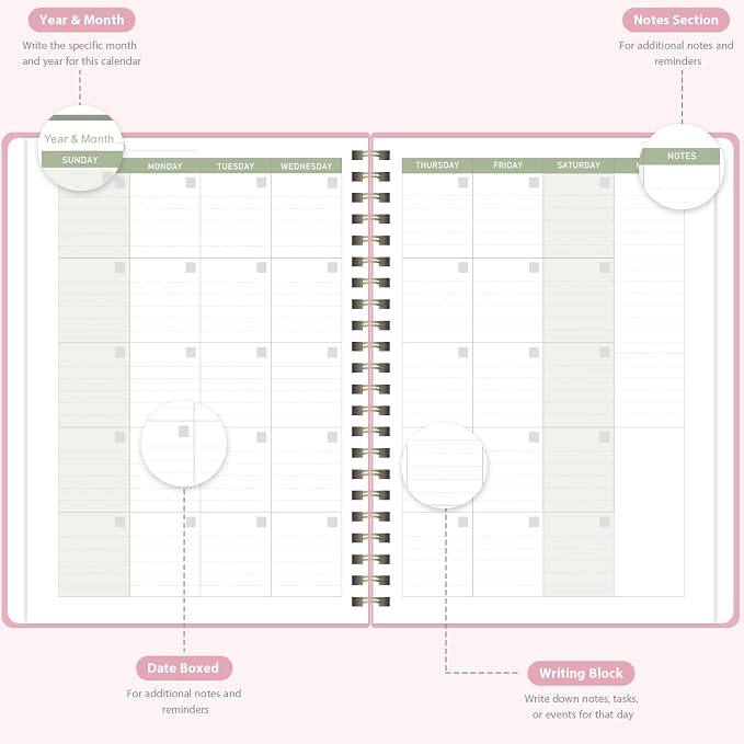 Undated Weekly Planner, Weekly To Do List Notebook, A5 Daily Planner | Office School Supplies, Spiral Binding, Inner Pocket, Goal, Organizer, Habit Tracker