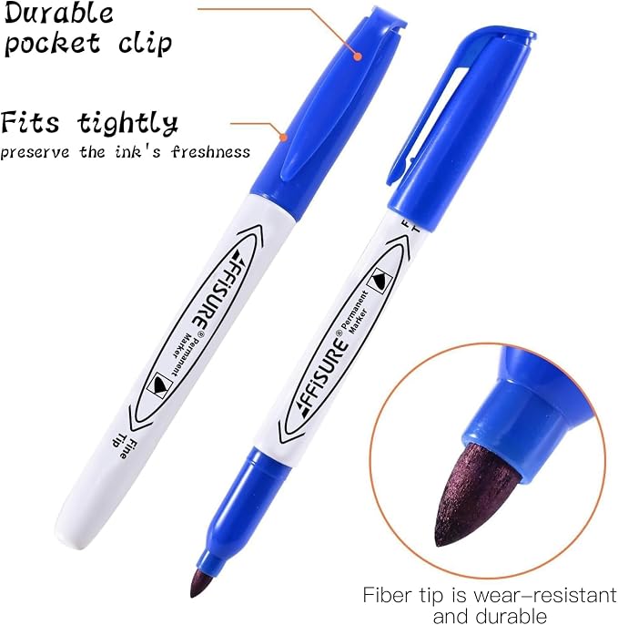 12 Colors Permanent Markers， 84 Pack colored marker sets, Assorted Colors Marker，Fine Point， Permanent Markers Bulk, Fast Dry, Waterproof, work on Plastic, Glass, Metal, Wood and Stone