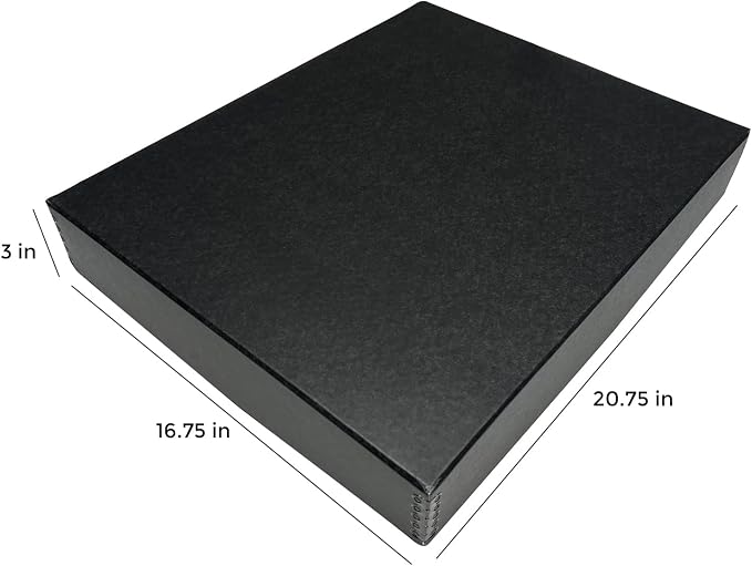 Lineco Museum Archival Storage Box, Drop Front, 16.75x20.75x3 in, Black | Acid-Free with Metal Edge, Preserves Picture Longevity, Organize Photos, Newspapers, Prints, Documents, Crafts, DIY