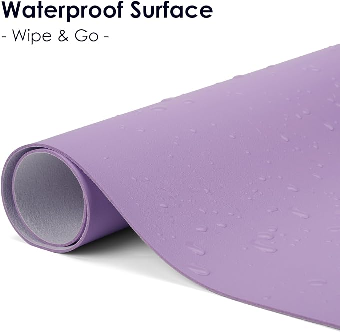 Leather Desk Pad Protector, Waterproof Mouse Pad, PU Desk Mat, Office Desk Cover, Desk Writing Mat for Office/Home/Work/Cubicle (Purple) 31.5x15.7 in