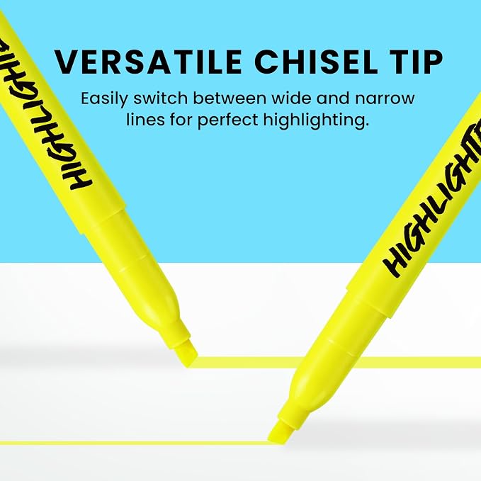 Taja Highlighters 96 Pack Value Pack, Bright Yellow, Chisel Tip Marking Pens with Clean Ink, Suitable for School, Office, and Daily Use