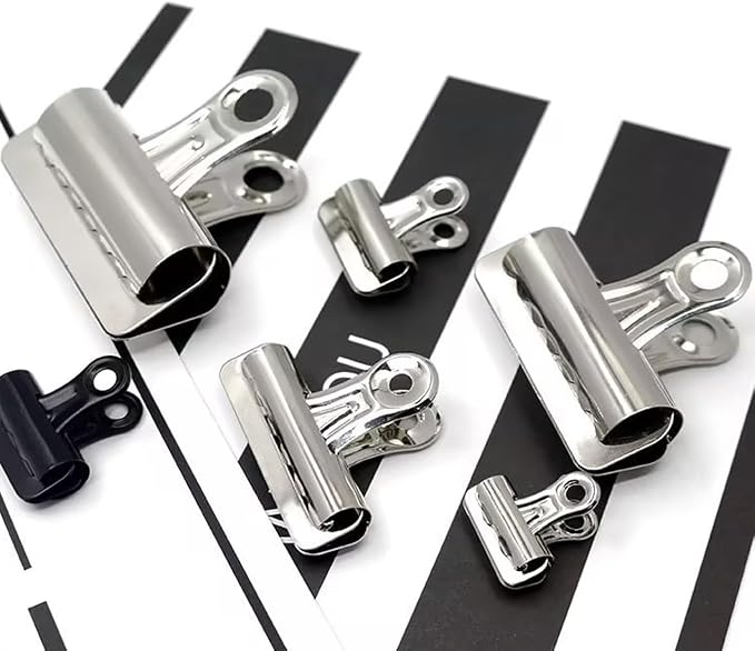 Extra Large Bulldog Clips, 6 Pcs, 3 Inch, Silver, 75 mm, Hinge Paper Clips, Metal Clamps for Crafts, Food Bags, Drawings, Photos