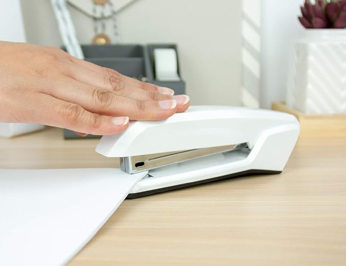 Bostitch Office Ascend 3 in 1 Stapler Integrated Remover & Staple Storage, 420 Staples Included, 20 Sheet Capacity, Lightweight, White (B210-WHT), Full Size