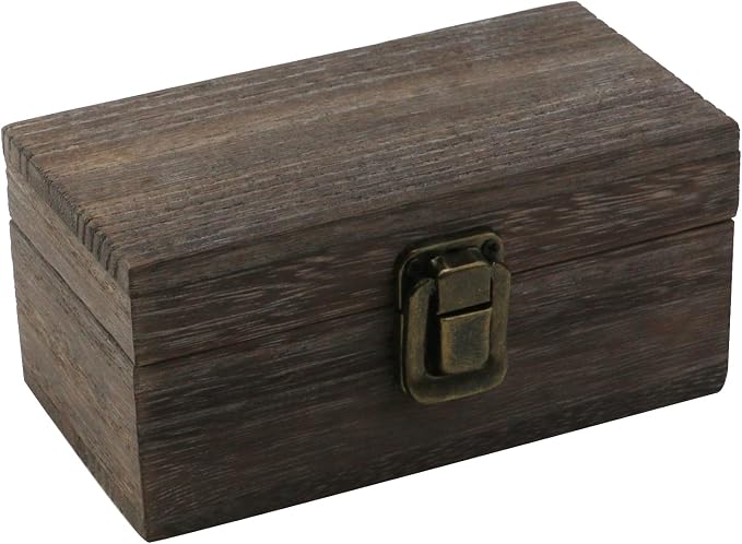 Antique Wooden Box with Hinged Lid and Lock Rectangle Wooden Storage Box Decorative Wood Box for Crafts, Hobbies, Gifts, and Jewelry Box（1 Floor）