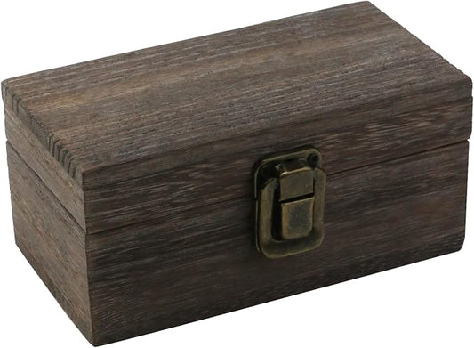 Antique Wooden Box with Hinged Lid and Lock Rectangle Wooden Storage Box Decorative Wood Box for Crafts, Hobbies, Gifts, and Jewelry Box（1 Floor）
