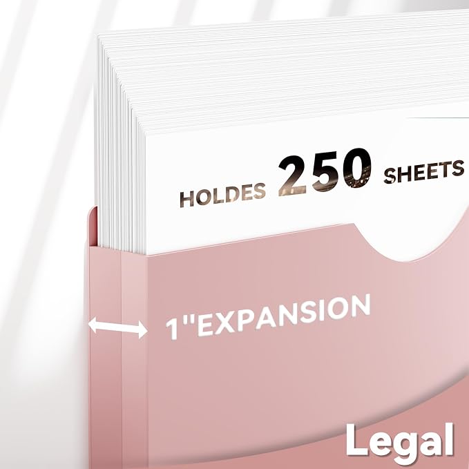 Plastic 1 Inch Manila File Jackets Legal Size,Expansion Pocket | 12 Pack Manilla Pocket Folders,Expandable File Jackets for Document,Straight Cut Tab,Poly Project File Jacket,Pastel Color