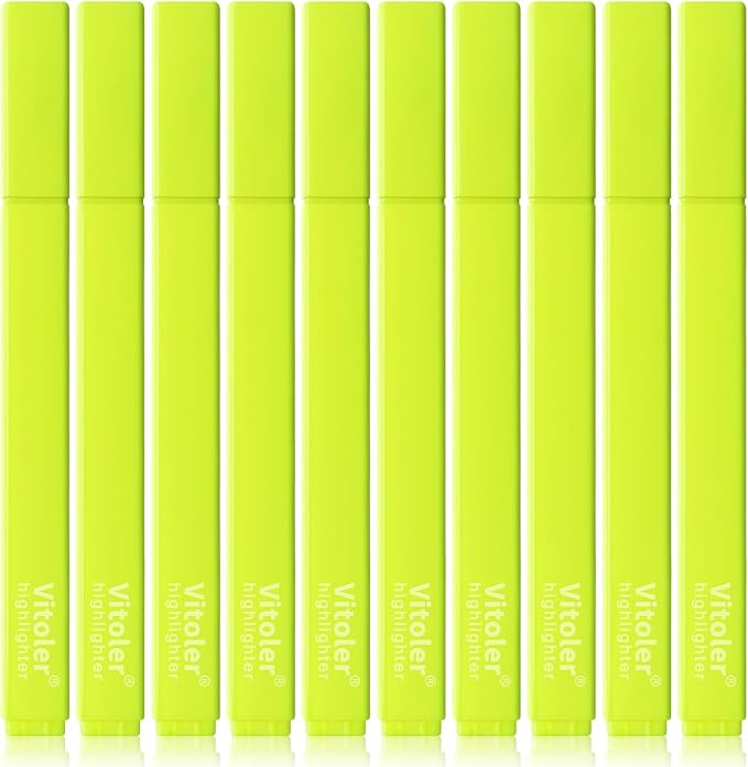 Vitoler Yellow Highlighters,Bright Color Dry Fast,Chisel Tip,10Pcs | Dry Fast,long lasting high quality for bible study,books,journal,writing,school office