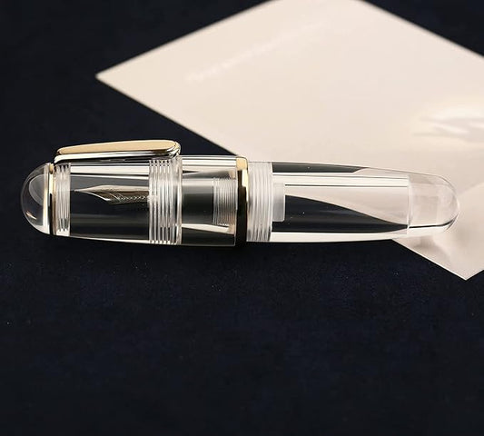 Lanxivi Majohn Q1 Fountain Pen Fine Nib, Little Fat Man Transparent Eyedropper Filling Pocket Pen Large Capacity