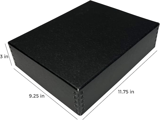 Lineco Museum Archival Storage Box, Drop Front, 9.25x11.75x3 in, Black | Acid-Free with Metal Edge, Preserves Picture Longevity, Organize Photos, Newspapers, Prints, Documents, Crafts, DIY