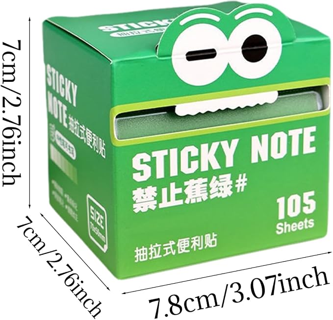 Monster Pattern Sticky Note, Pastel Pull-Out Memo Pads, 2-Pack Transparent Self-Adhesive Notes with Colorful Designs (Gradient Green + Rainbow)