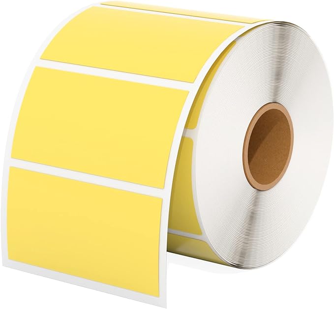 MUNBYN 2.25x1.25 Thermal Labels, 1000 Sheets/Roll, Yellow | Strong Adhesive, Non BPA&BPS for Small Business, Shipping,Mailing, Bakery, Price Tag