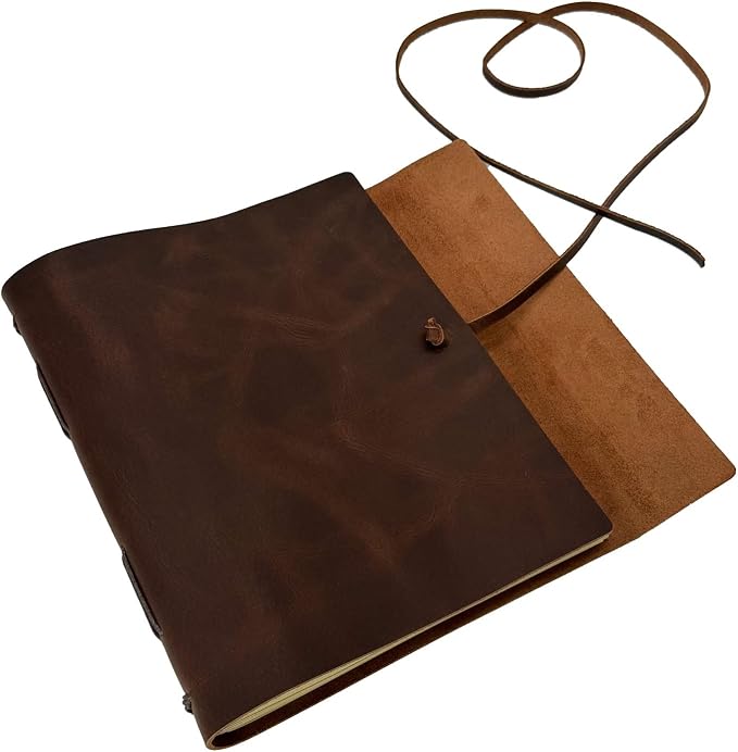 CooLeathor Large Notebook Journal - Genuine Leather Journals for Writing A4 Size Diary 8x10 Inch, Notepad For Women and Man, Gifts,Work,Travel Rustic Brown